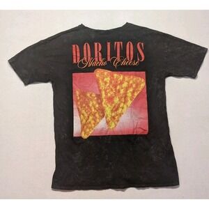 DORITOS Chips Shirt Mens 2XL Black Red Nacho Cheese Bleach Effect